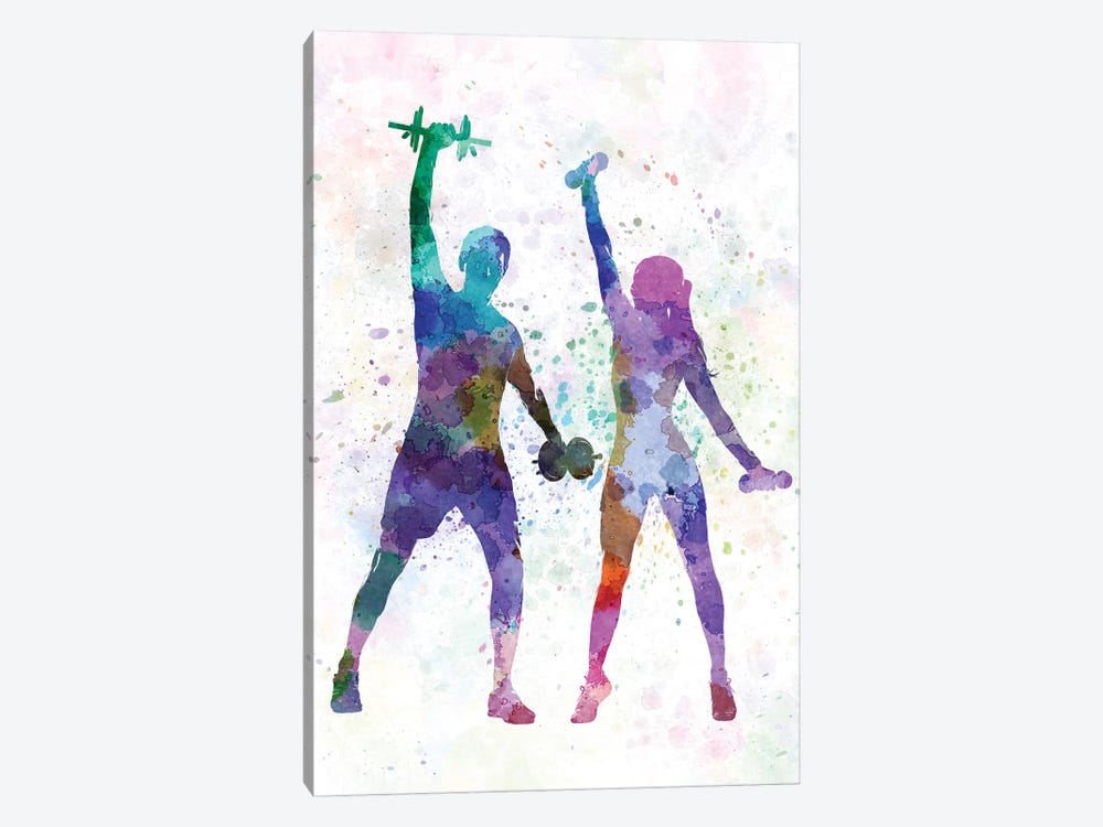 Woman And Man Exercising by Paul Rommer 1-piece Canvas Art