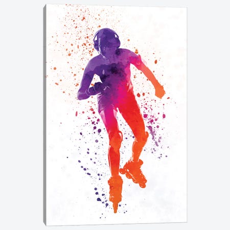 Woman In Roller Skates In Watercolor i Canvas Print #PUR772} by Paul Rommer Canvas Art