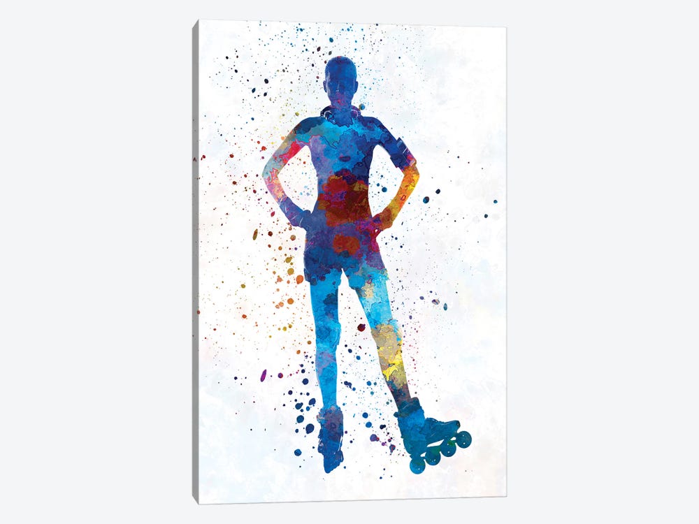 Woman In Roller Skates In Watercolor  II by Paul Rommer 1-piece Canvas Art