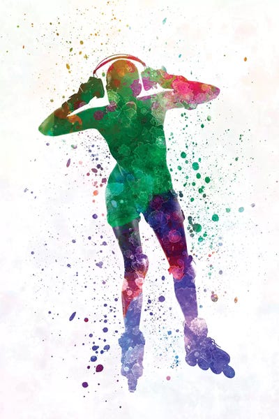 Rollerblading & Roller Skating: Woman In Roller Skates iIn Watercolor IV by Paul Rommer