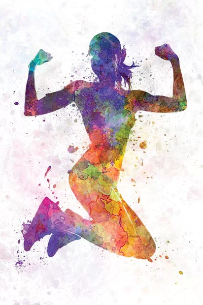 Track & Field: Woman Runner Jogger Jumping Powerful by Paul Rommer