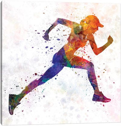 Woman Runner Jogger Running Canvas Art Print - Track & Field