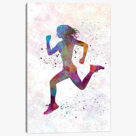 Woman Runner Running Jogger Jogging Silhouette 01 Canvas Print #PUR786} by Paul Rommer Canvas Artwork