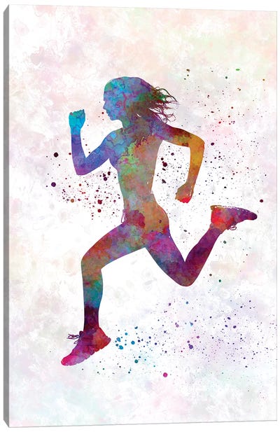 Woman Runner Running Jogger Jogging Silhouette 01 Canvas Art Print - Track & Field
