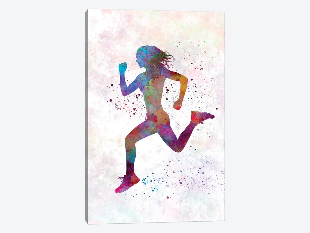 Woman Runner Running Jogger Jogging Silhouette 01 by Paul Rommer 1-piece Canvas Wall Art