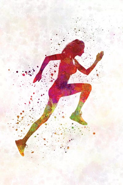 Woman Runner Silhouette II by Paul Rommer framed canvas print