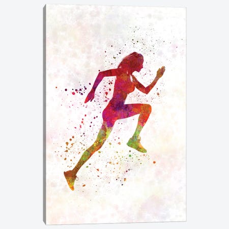 Woman Runner Running Jogger Jogging Silhouette 02 Canvas Print #PUR787} by Paul Rommer Canvas Artwork