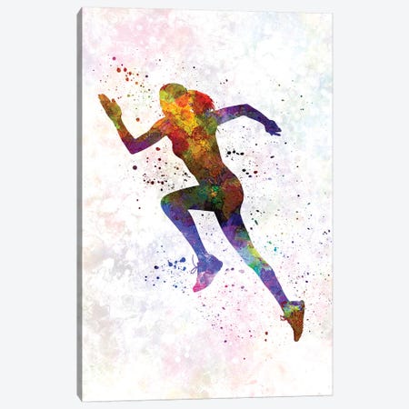 Woman Runner Running Jogger Jogging Silhouette 03 Canvas Print #PUR788} by Paul Rommer Art Print