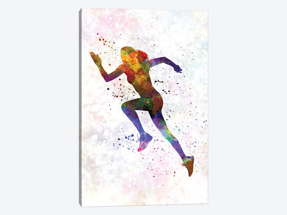 Woman Runner Running Jogger Jogging Silhouette 03 by Paul Rommer 1-piece Canvas Art
