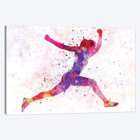 Woman Runner Running Jumping Shouting Canvas Print #PUR790} by Paul Rommer Canvas Art