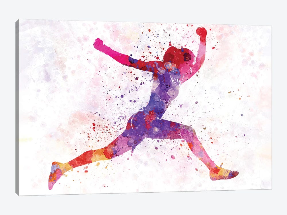 Woman Runner Running Jumping Shouting by Paul Rommer 1-piece Art Print