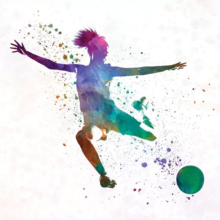 Woman Soccer Player 03 In Watercolor by Paul Rommer wall art