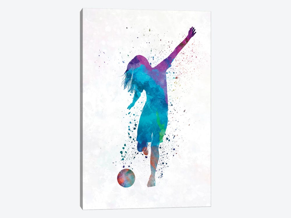 Woman Soccer Player 05 In Watercolor 2 by Paul Rommer 1-piece Canvas Artwork