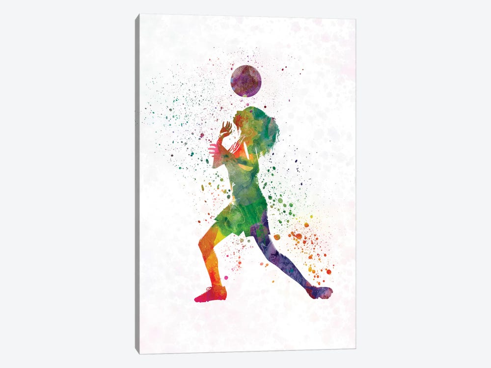 Woman Soccer Player 06 In Watercolor 2 by Paul Rommer 1-piece Canvas Art Print