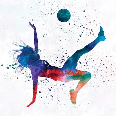 Woman Soccer Player 08 In Watercolor 2 Art P - Art Print | Paul Rommer