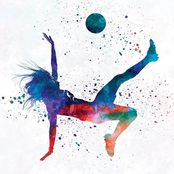 Paul Rommer: Woman Soccer Player 08 In Watercolor 2 by Paul Rommer