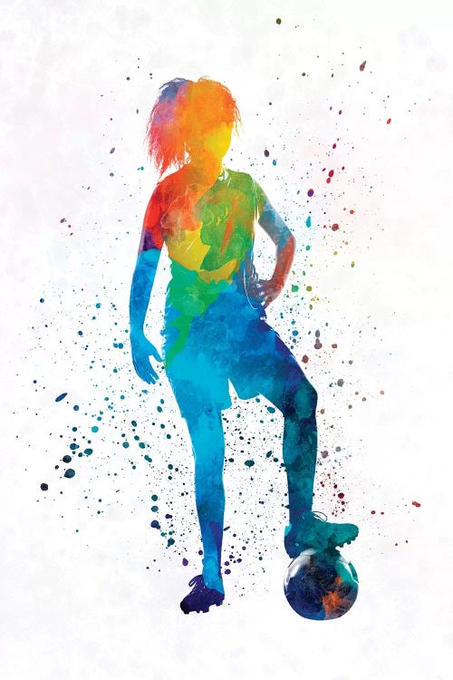 Woman Soccer Player 10 In Watercolor