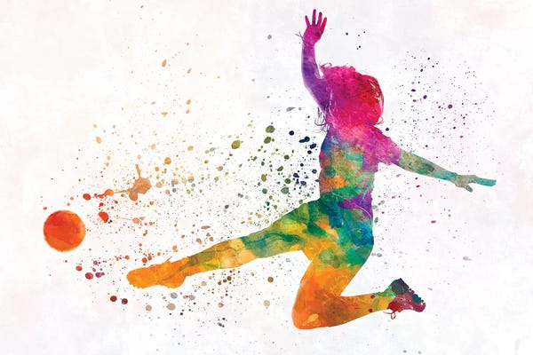 Paul Rommer: Woman Soccer Player 11 In Watercolor by Paul Rommer