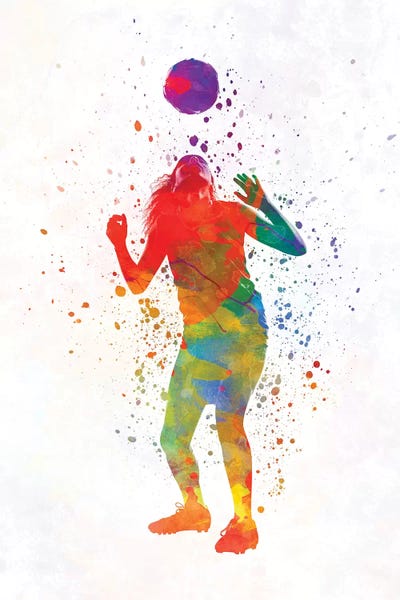 Woman Soccer Player 13 In Watercolor by Paul Rommer art print