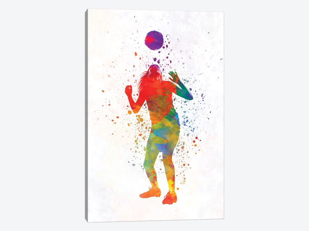 Woman Soccer Player 13 In Watercolor by Paul Rommer 1-piece Canvas Artwork