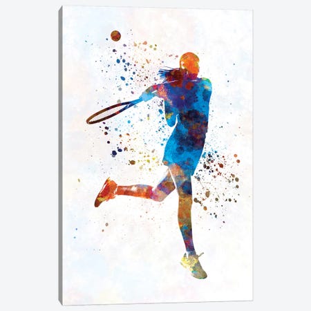 Woman Tennis Player 03 In Watercolor Canvas Print #PUR815} by Paul Rommer Canvas Wall Art