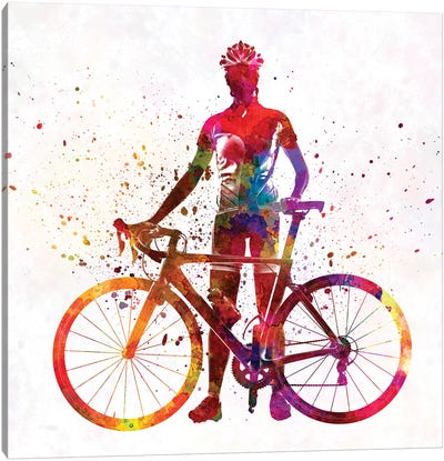 Woman Triathlon Cycling 02 Canvas Art Print - Bicycle Art