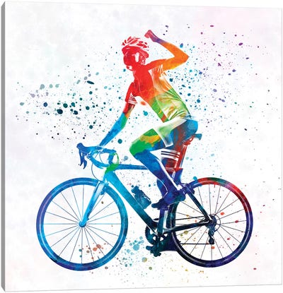 Woman Triathlon Cycling 03 Canvas Art Print - Cycling Art