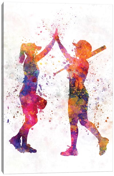 Women Playing Softball 01 Canvas Art Print - Paul Rommer