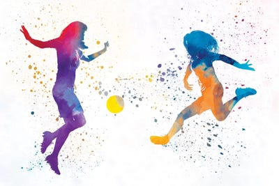 Women Soccer Players In Watercolor I by Paul Rommer art print