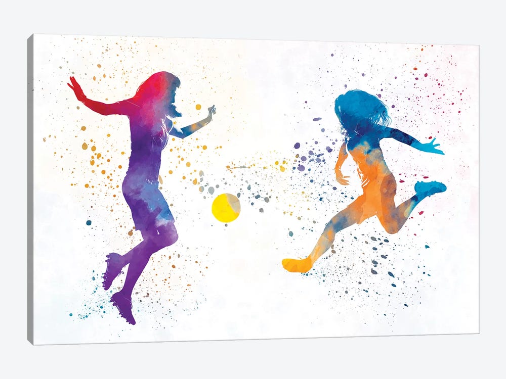 Women Soccer Players In Watercolor I by Paul Rommer 1-piece Art Print