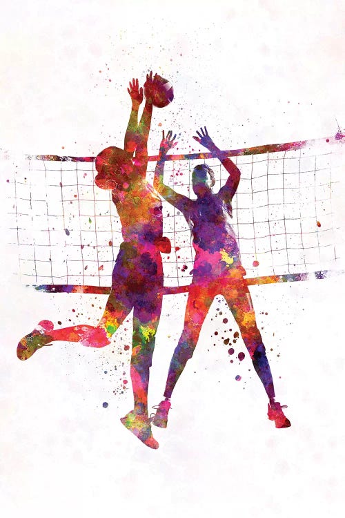 Women Volleyball Players In Watercolor