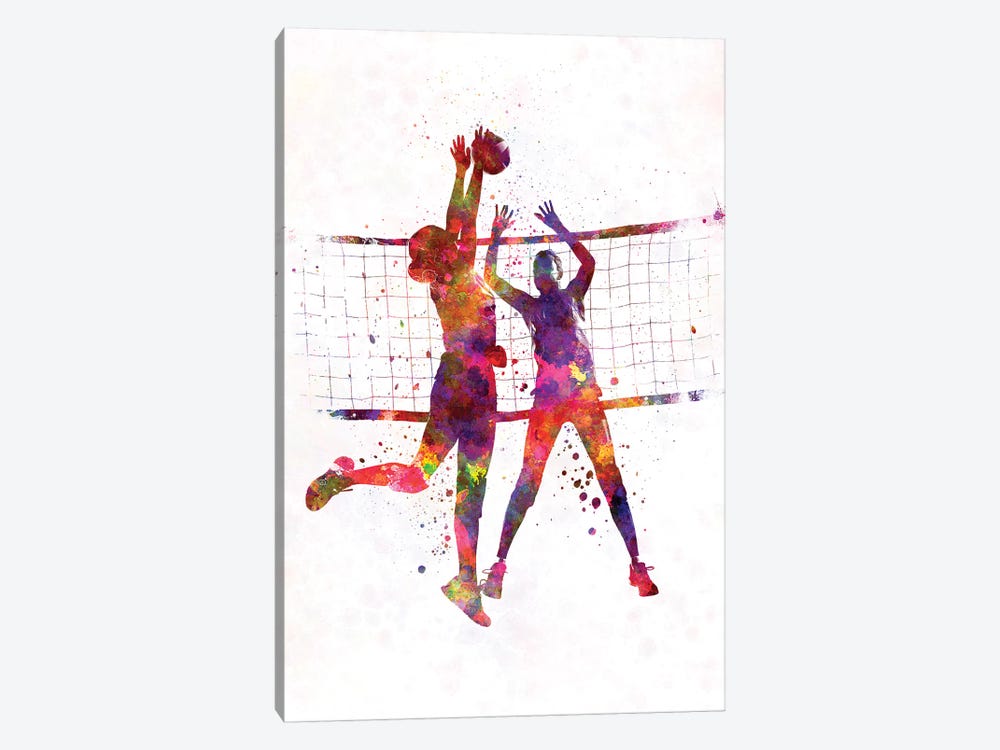 Women Volleyball Players In Watercolor by Paul Rommer 1-piece Canvas Art Print