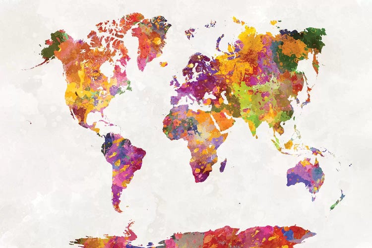 World Map In Watercolor I