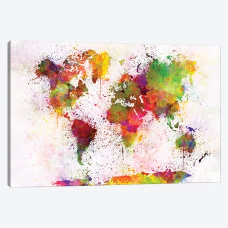 World Map In Watercolor IV Canvas Print #PUR831} by Paul Rommer Canvas Art Print
