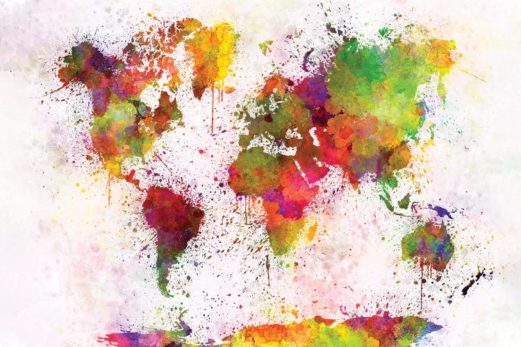 World Map In Watercolor IV by Paul Rommer wall art