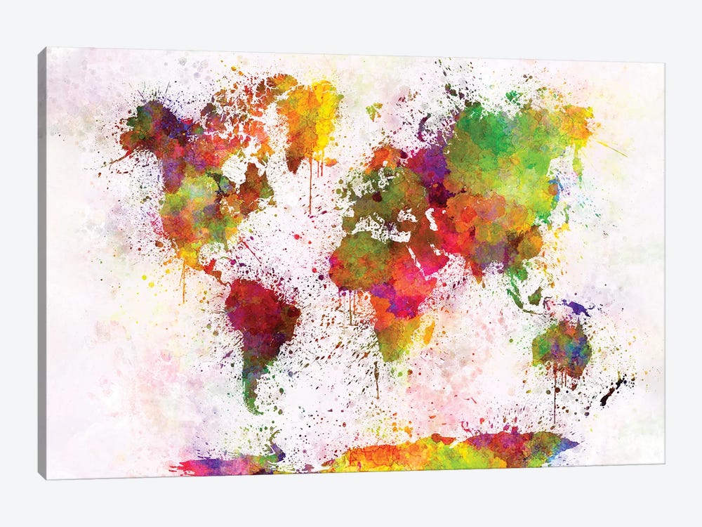 World Map In Watercolor IV by Paul Rommer 1-piece Canvas Artwork