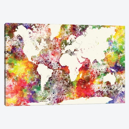 World Map In Watercolor V Canvas Print #PUR832} by Paul Rommer Canvas Print