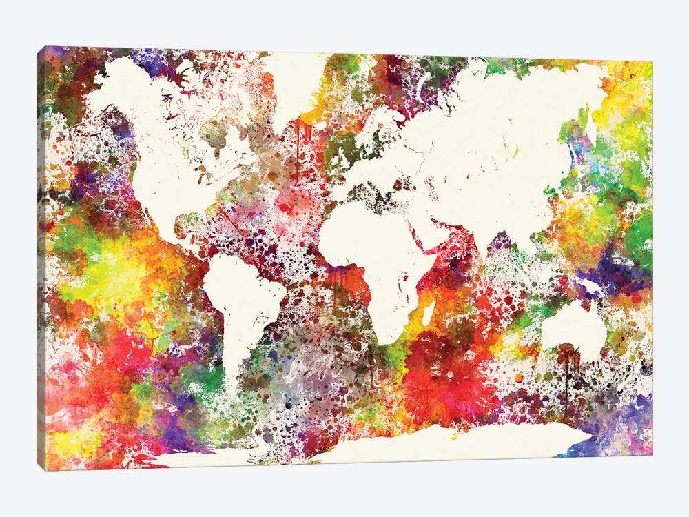 World Map In Watercolor V by Paul Rommer 1-piece Art Print