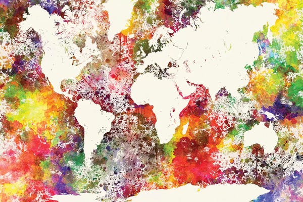 World Map In Watercolor V