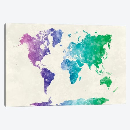 World Map In Watercolor XIV Canvas Print #PUR833} by Paul Rommer Canvas Print