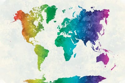World Map In Watercolor XV by Paul Rommer acrylic art print