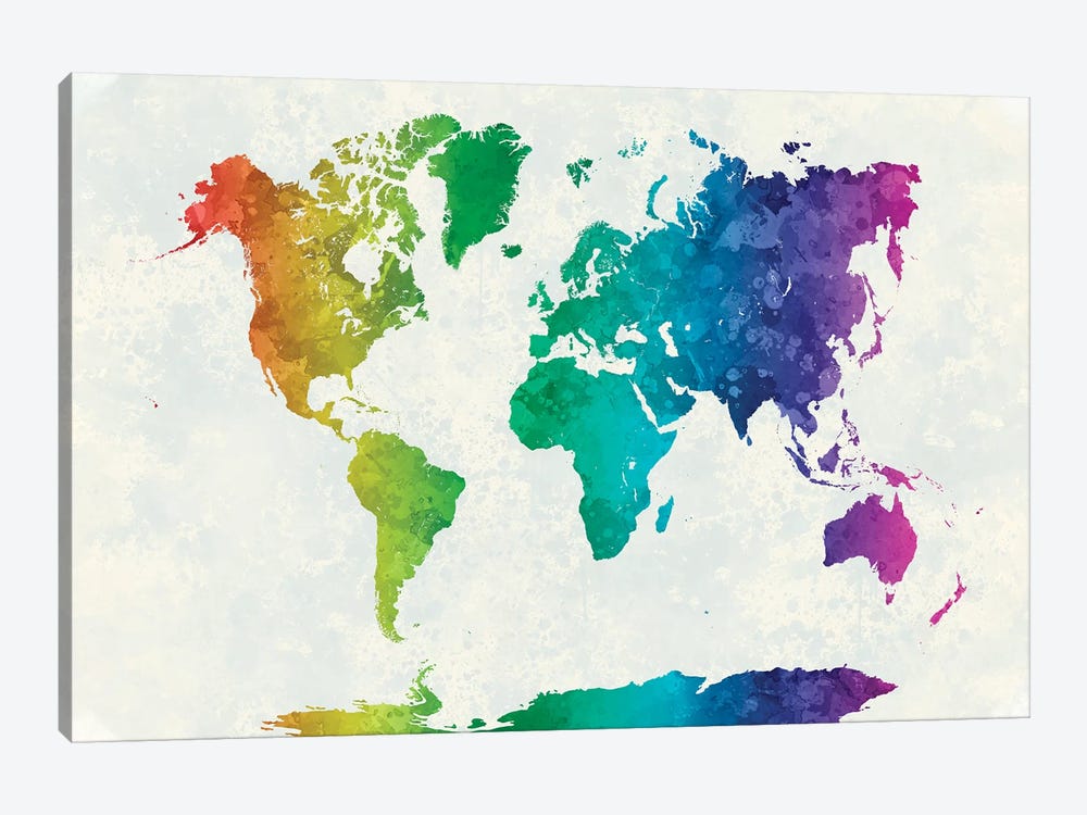 World Map In Watercolor XV by Paul Rommer 1-piece Canvas Art Print