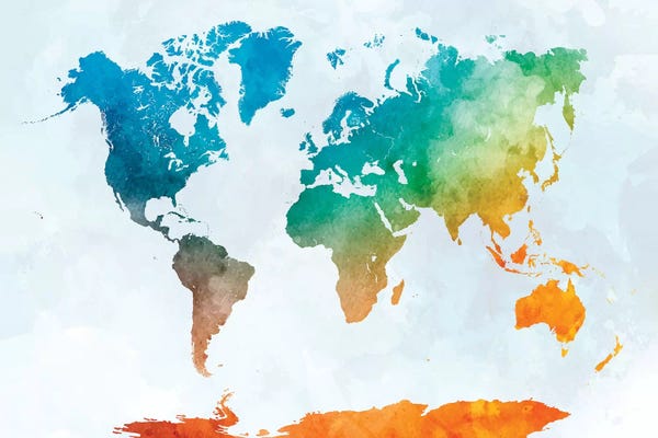 Globes: World Map In Watercolor XVII by Paul Rommer