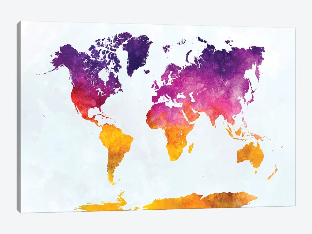 World Map In Watercolor XX by Paul Rommer 1-piece Art Print