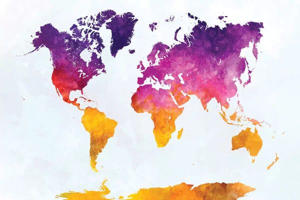 World Map In Watercolor XX