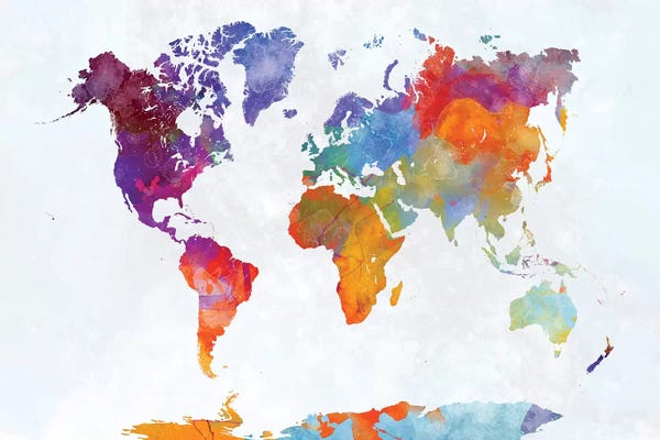 Globes: World Map In Watercolor XXIII by Paul Rommer