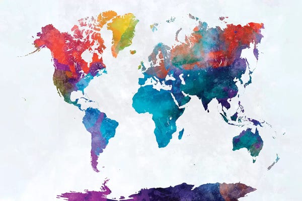 Globes: World Map In Watercolor XXIV by Paul Rommer