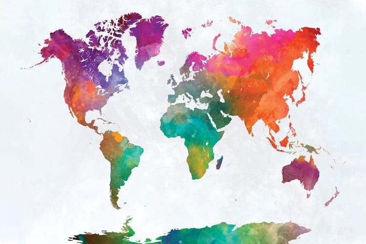 World Map In Watercolor XV