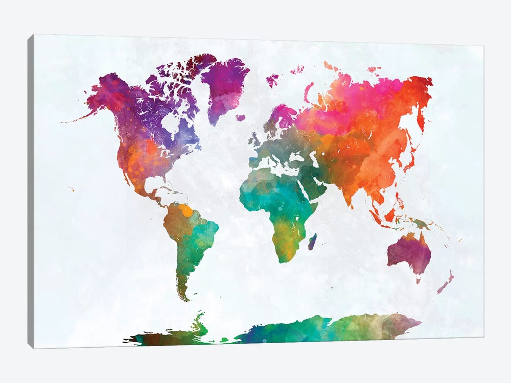 World Map In Watercolor XV by Paul Rommer 1-piece Canvas Art