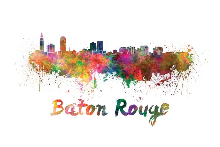 Baton Rouge Skyline In Watercolor